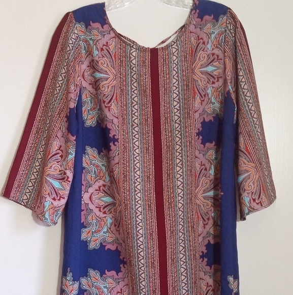 Alya ethnic style 3/4 kimono sleeve longline tunic or midi dress with open back - Picture 1 of 9